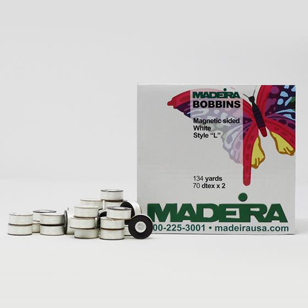 Madeira Magnetic Sided White Bobbin Style "L" 134yd - 144ct